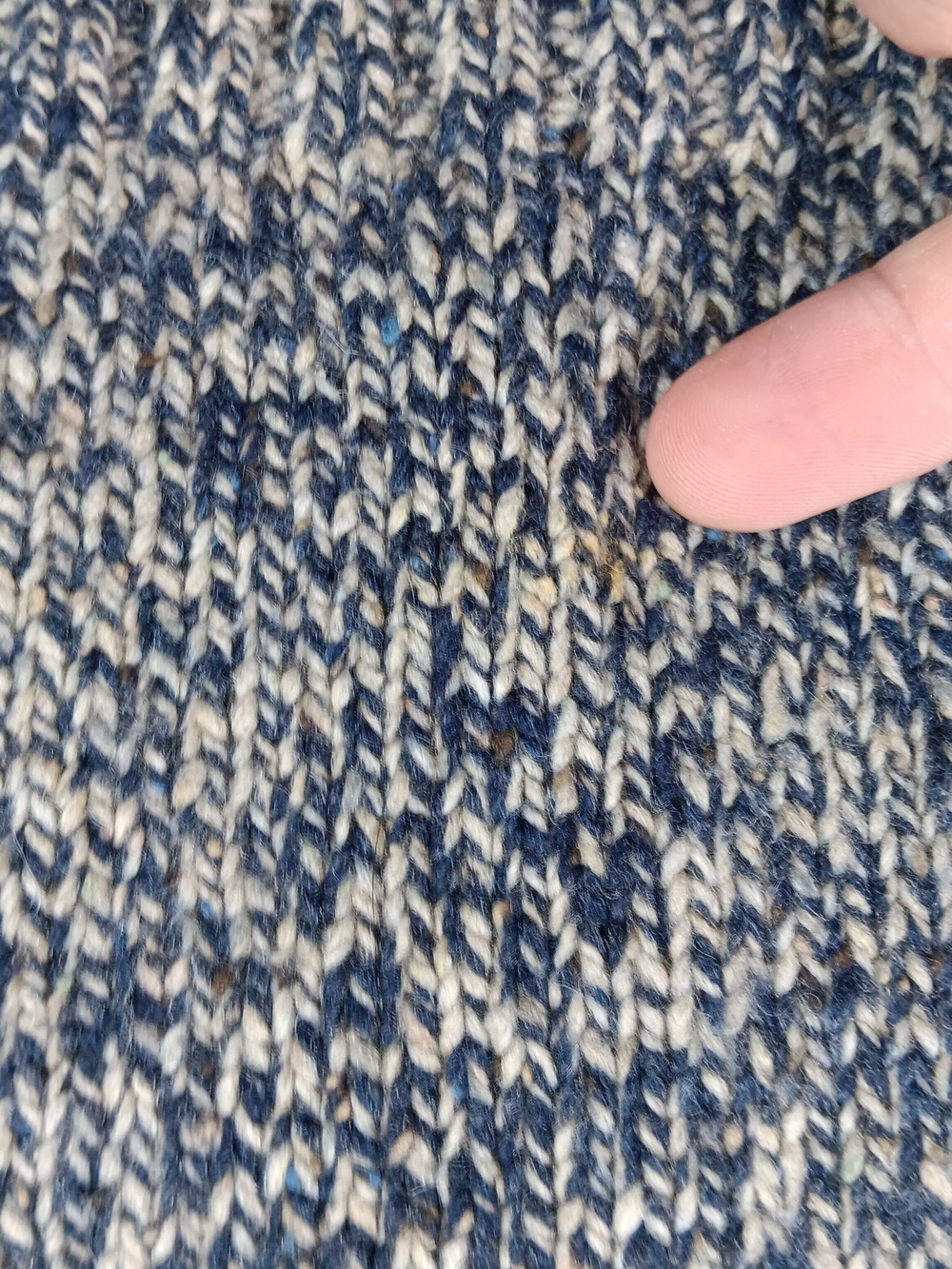 L.L. Bean Sweater Mens Large Shawl Collard Marled Lambswool Fisherman - Picture 4 of 9